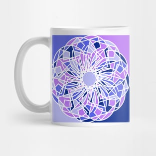 Square print with geometric repeated shapes in random bright neon colors Mug